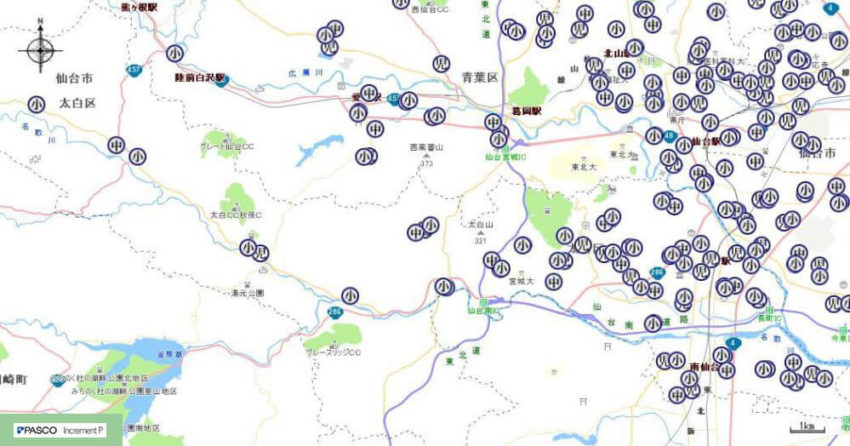 【太白区】学校・団体紹介地図イメージ